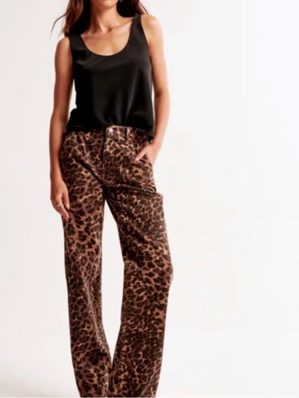 Abercrombie & Fitch Women’s Leopard Print Boyfriend Jeans - Brown/Black - Picture 4 of 12